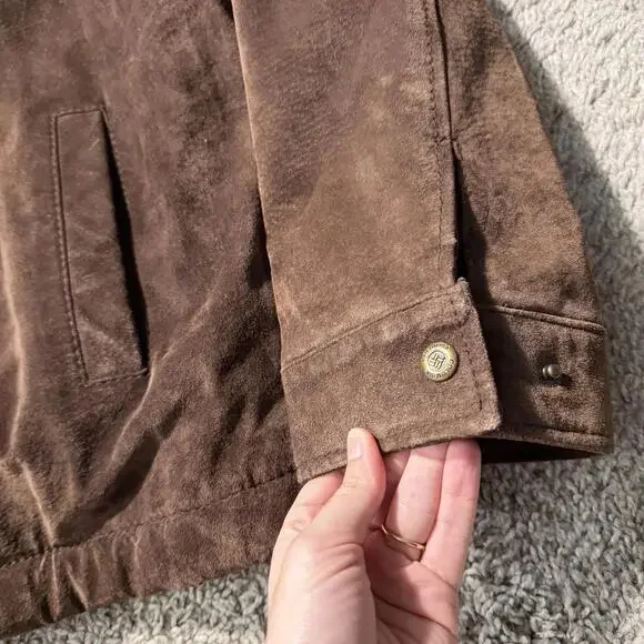 VTG Columbia Mens Suede Leather Barn Chore Jacket Sherpa Lined XXL Brown Zip - Picture 2 of 13